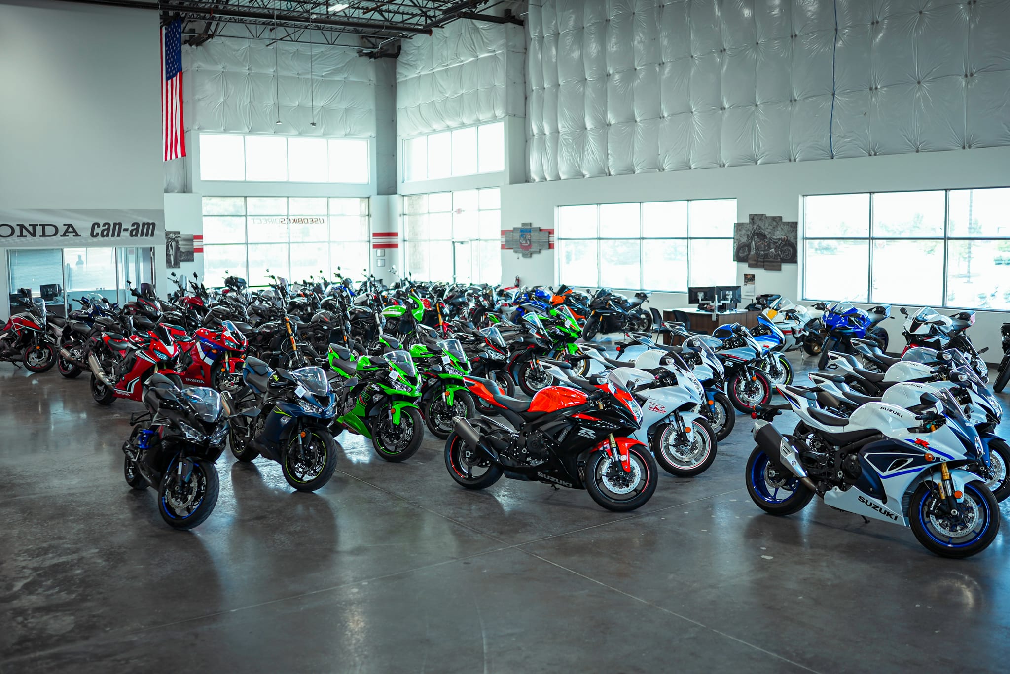 Motorcycles in showroom